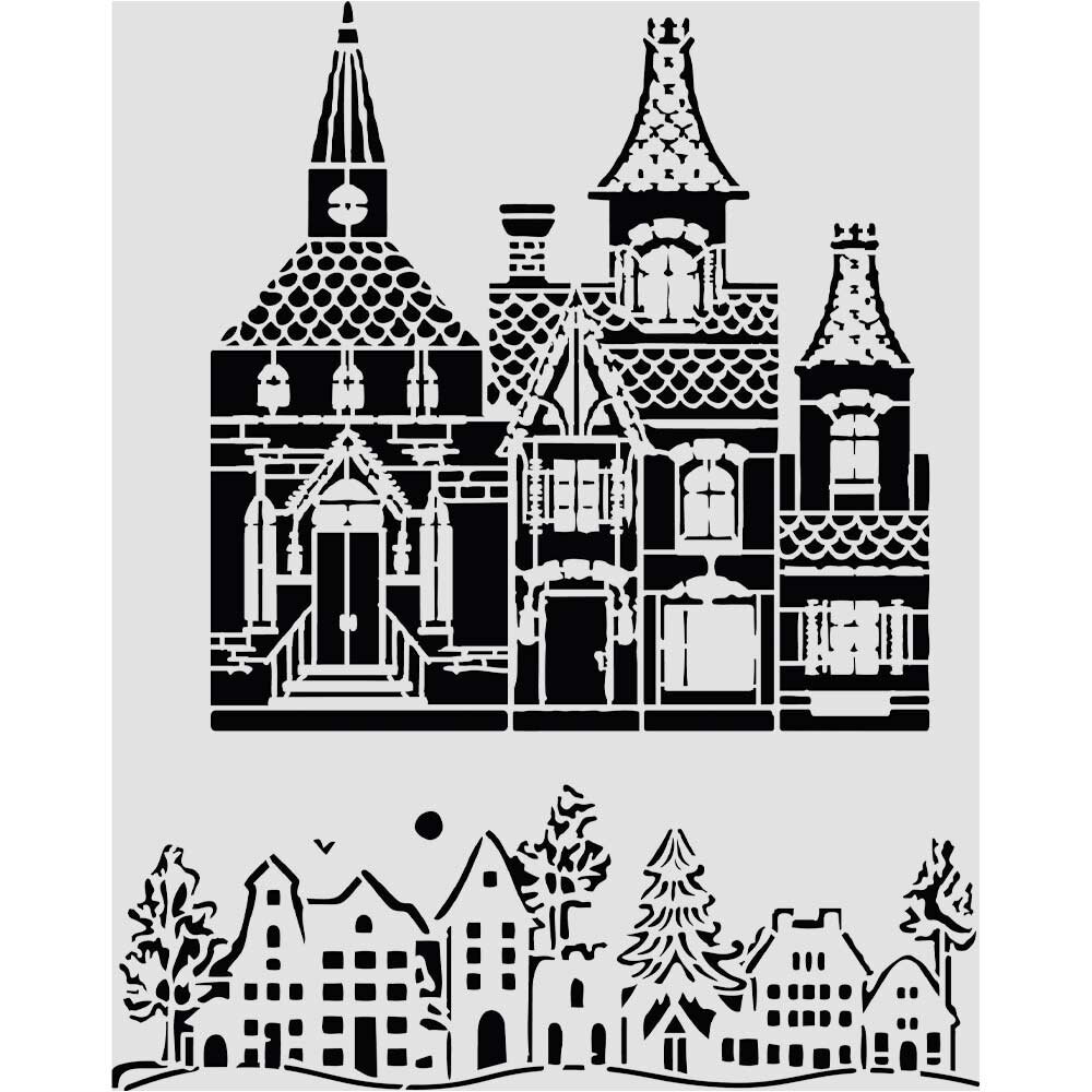 Stamperia Thick Stencils 20x25cm Christmas House (KSTD216) Stamperia Thick Stencils 20x25cm Christmas House (KSTD216)