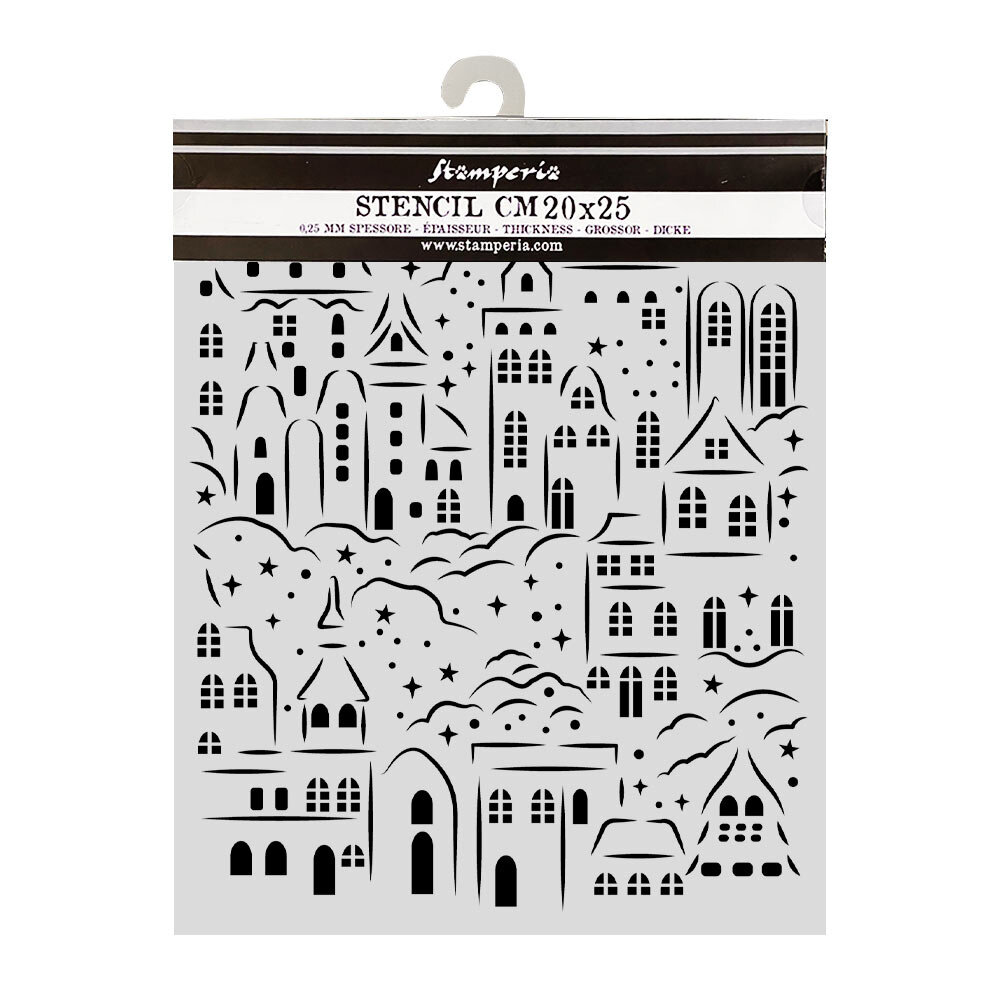 Stamperia Thick Stencils 20x25cm Christmas Village (KSTD217) Stamperia Thick Stencils 20x25cm Christmas Village (KSTD217)