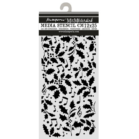 Stamperia Thick Stencils 12x25cm Christmas Holly and Leaves (KSTDL172) Stamperia Thick Stencils 12x25cm Christmas Holly and Leaves (KSTDL172)