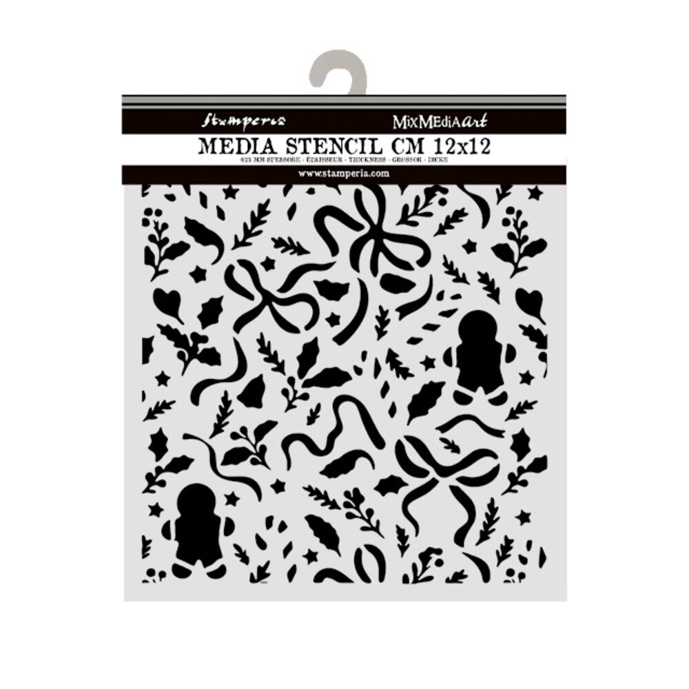 Stamperia Thick Stencils 12x12cm Christmas Ribbons and Gingerbread (KSTDS74) Stamperia Thick Stencils 12x12cm Christmas Ribbons and Gingerbread (KSTDS74)