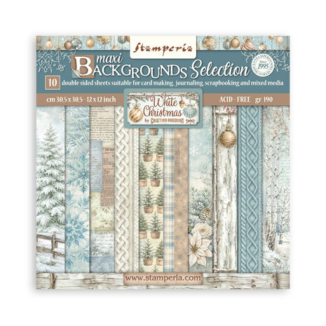 Stamperia White Christmas Maxi Background 12x12 Inch Paper Pack (SBBL191) Stamperia White Christmas Maxi Background 12x12 Inch Paper Pack (SBBL191)