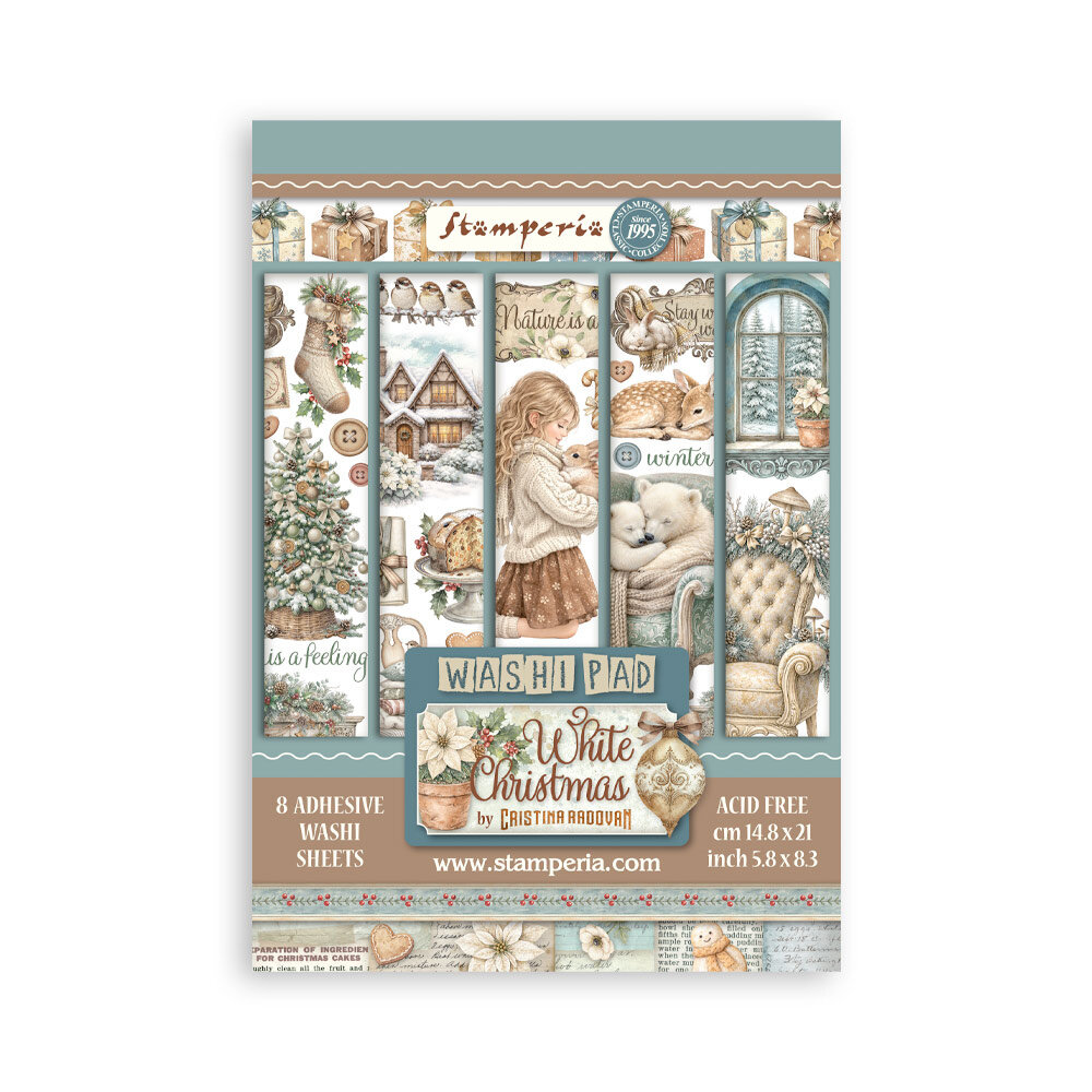 Stamperia White Christmas A5 Washi Pad (SBW36) Stamperia White Christmas A5 Washi Pad (SBW36)