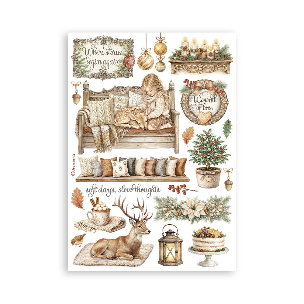 Stamperia White Christmas A5 Washi Pad (SBW36) Stamperia White Christmas A5 Washi Pad (SBW36)