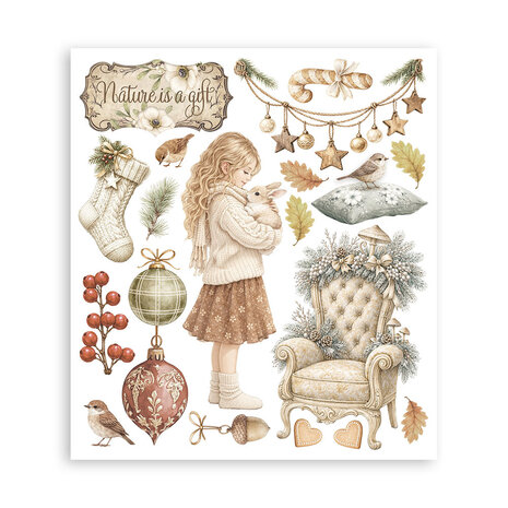 Stamperia White Christmas 8x8 Inch Rub-On Assortment (DFLRBXG13)