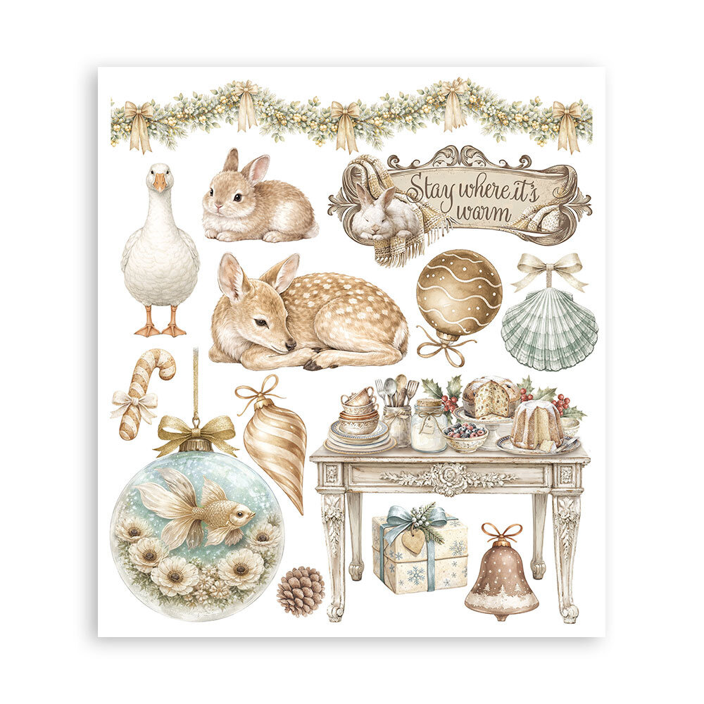 Stamperia White Christmas 8x8 Inch Rub-On Assortment (DFLRBXG13)