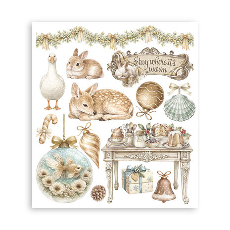Stamperia White Christmas 8x8 Inch Rub-On Assortment (DFLRBXG13)