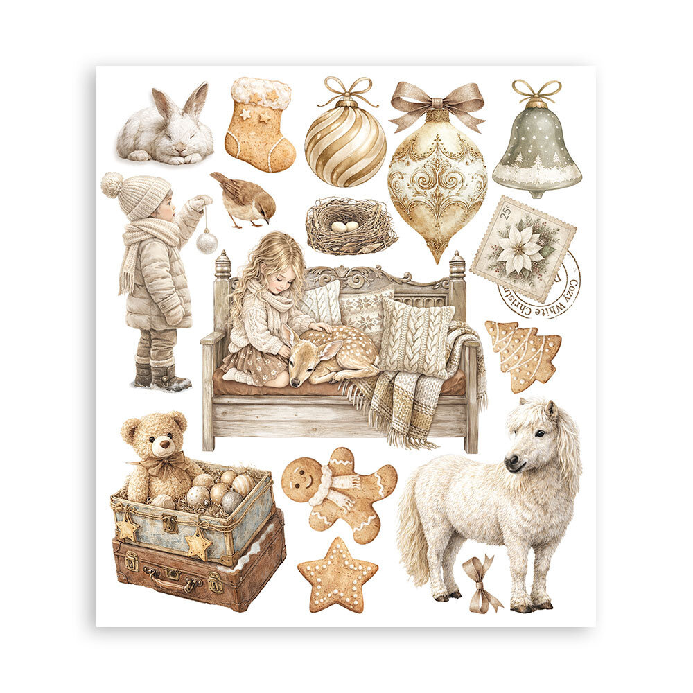 Stamperia White Christmas 8x8 Inch Rub-On Assortment (DFLRBXG13)
