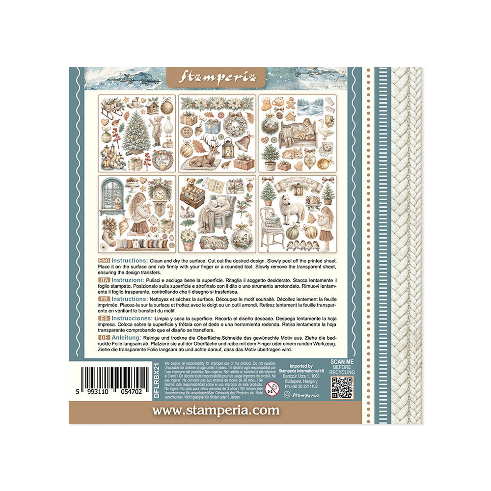 Stamperia White Christmas 6x6 Inch Rub-On Assortment (DFLRBX21) Stamperia White Christmas 6x6 Inch Rub-On Assortment (DFLRBX21)