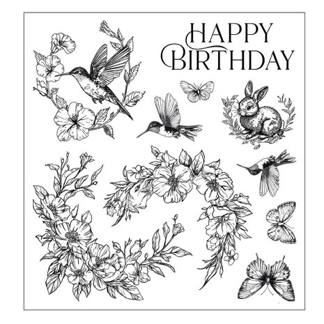 Sizzix Willow Wolfe Clear Stamps Birthday Blooms (667128) Sizzix Willow Wolfe Clear Stamps Birthday Blooms (667128)