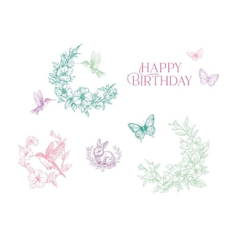 Sizzix Willow Wolfe Clear Stamps Birthday Blooms (667128) Sizzix Willow Wolfe Clear Stamps Birthday Blooms (667128)
