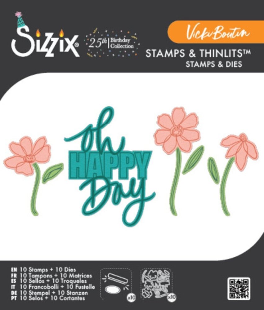 Sizzix Vicki Boutin Clear Stamps with Framelits Oh Happy Day (667134) Sizzix Vicki Boutin Clear Stamps with Framelits Oh Happy Day (667134)