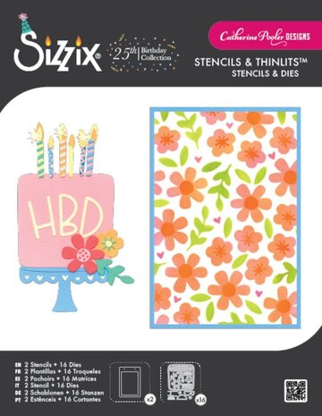 Sizzix Catherine Pooler Thinlits with Stencils Let's Eat Cake! (667129) Sizzix Catherine Pooler Thinlits with Stencils Let's Eat Cake! (667129)
