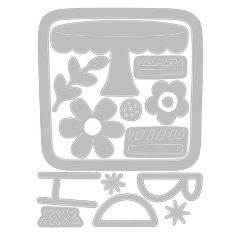 Sizzix Catherine Pooler Thinlits with Stencils Let's Eat Cake! (667129) Sizzix Catherine Pooler Thinlits with Stencils Let's Eat Cake! (667129)