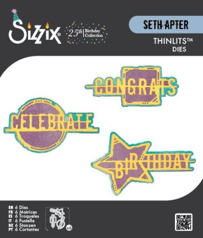 Sizzix Seth Apter Thinlits Die Set Word Wafers Birthday (667132) Sizzix Seth Apter Thinlits Die Set Word Wafers Birthday (667132)
