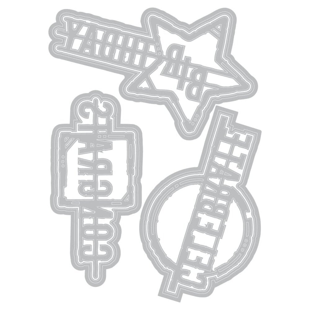 Sizzix Seth Apter Thinlits Die Set Word Wafers Birthday (667132) Sizzix Seth Apter Thinlits Die Set Word Wafers Birthday (667132)