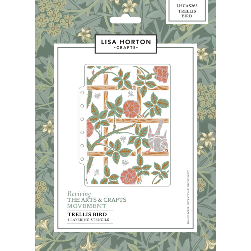 Lisa Horton Crafts Reviving The Arts Layering Stencils Trellis Bird (LHCAS263)