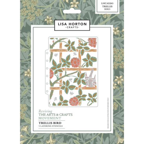 Lisa Horton Crafts Reviving The Arts Layering Stencils Trellis Bird (LHCAS263)