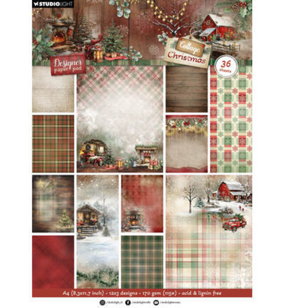 Studio Light Cottage Christmas A4 Background Paper Pad (SL-CC-DPP484) Studio Light Cottage Christmas A4 Background Paper Pad (SL-CC-DPP484)