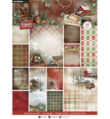 Studio Light Cottage Christmas A4 Background Paper Pad (SL-CC-DPP484) Studio Light Cottage Christmas A4 Background Paper Pad (SL-CC-DPP484)