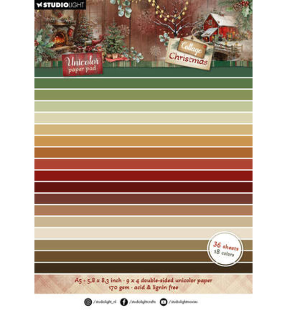 Studio Light Cottage Christmas A5 Unicolor Paper Pad (SL-CC-UPP488) Studio Light Cottage Christmas A5 Unicolor Paper Pad (SL-CC-UPP488)
