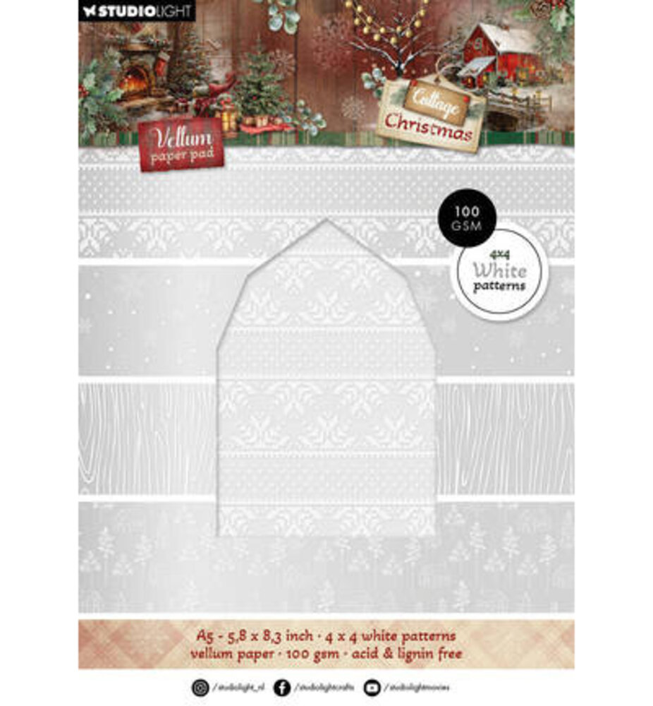 Studio Light Cottage Christmas A5 Vellum Paper Pad (SL-CC-VPP489) Studio Light Cottage Christmas A5 Vellum Paper Pad (SL-CC-VPP489)