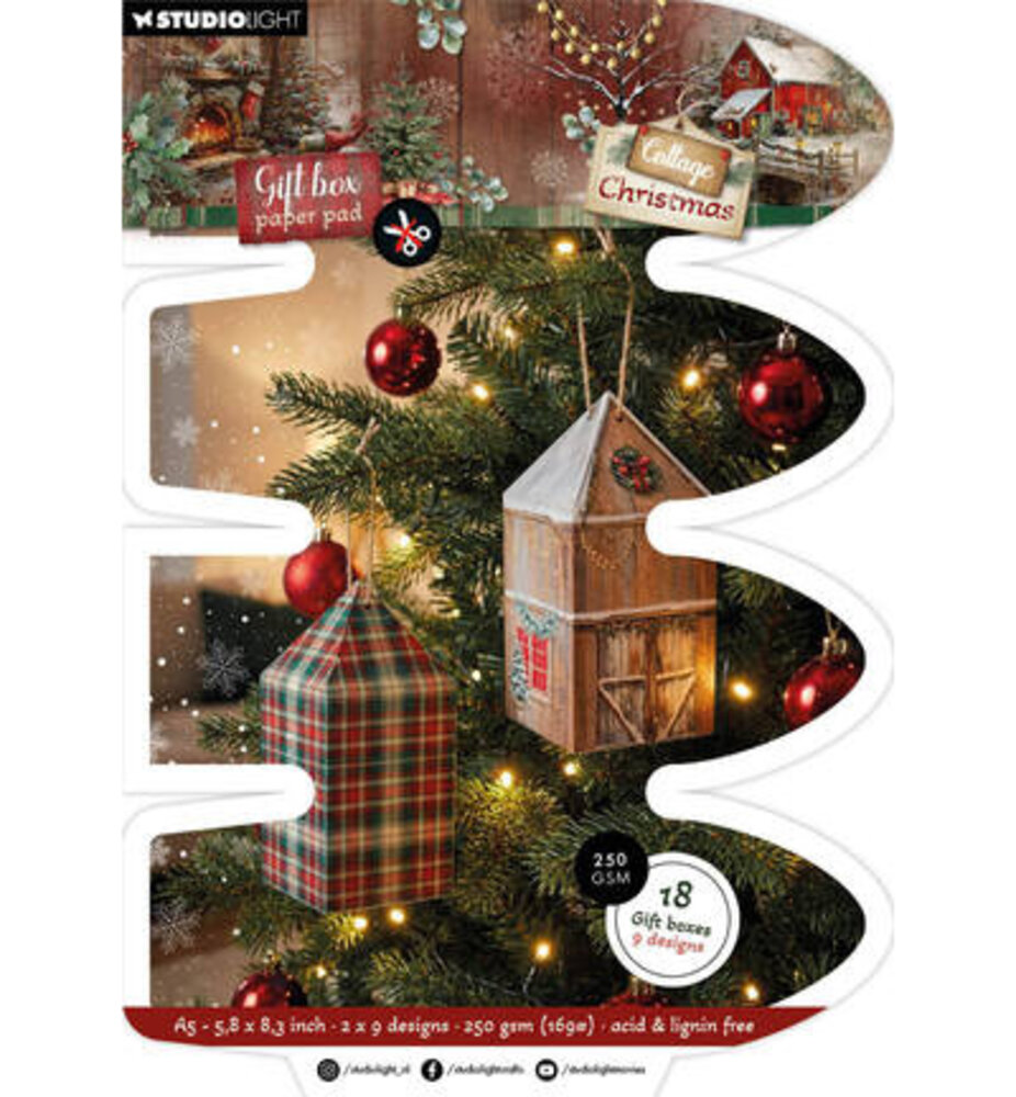 Studio Light Cottage Christmas Giftbox Paper Pad House Box (SL-CC-GBPP490)