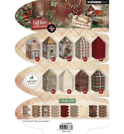 Studio Light Cottage Christmas Giftbox Paper Pad House Box (SL-CC-GBPP490)