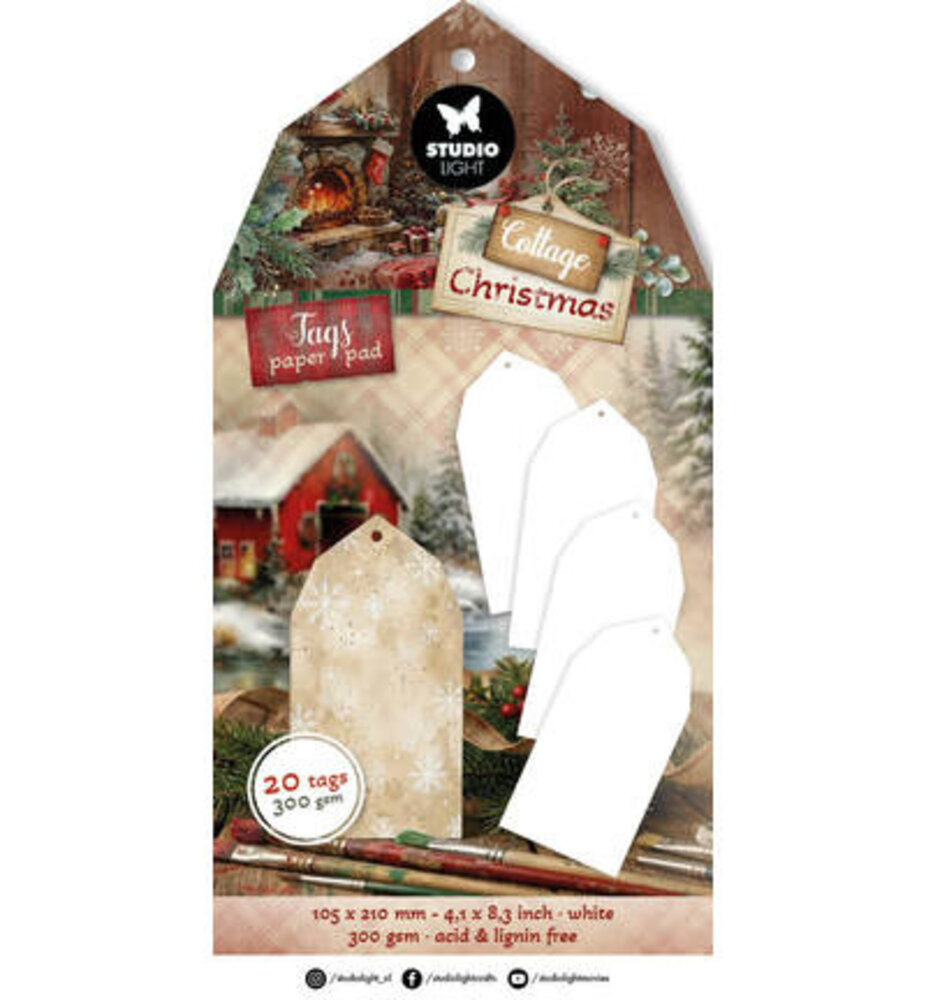 Studio Light Cottage Christmas Tag Block White Tags (SL-CC-TAGBL14) Studio Light Cottage Christmas Tag Block White Tags (SL-CC-TAGBL14)