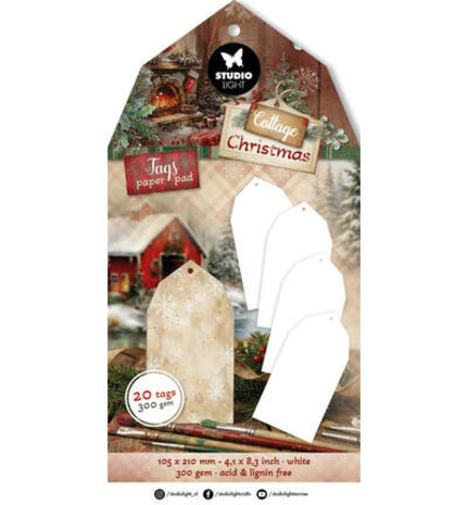 Studio Light Cottage Christmas Tag Block White Tags (SL-CC-TAGBL14) Studio Light Cottage Christmas Tag Block White Tags (SL-CC-TAGBL14)