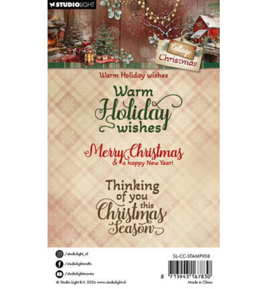 Studio Light Cottage Christmas Clear Stamp Warm Holiday Wishes (SL-CC-STAMP958) Studio Light Cottage Christmas Clear Stamp Warm Holiday Wishes (SL-CC-STAMP958)