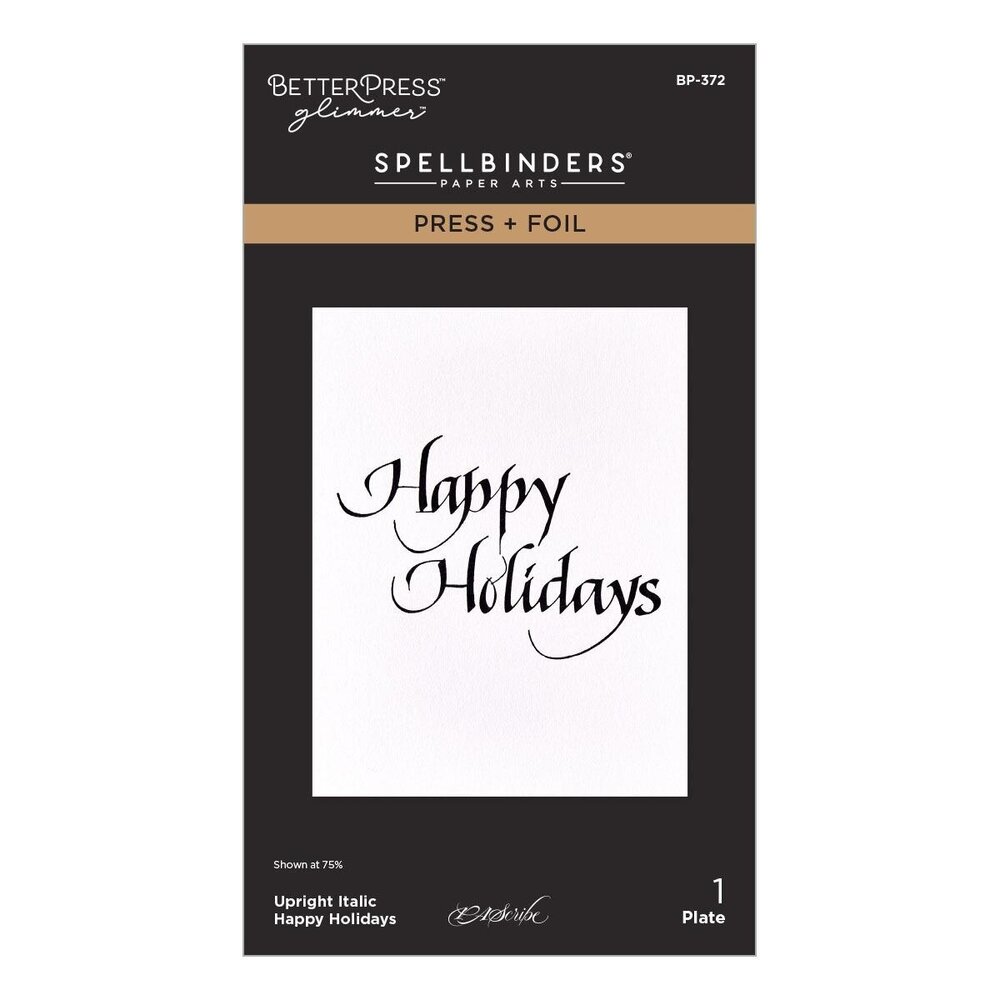 Spellbinders Upright Italic Holiday Sentiments Happy Holidays Press & Foil Plate (BP-372)