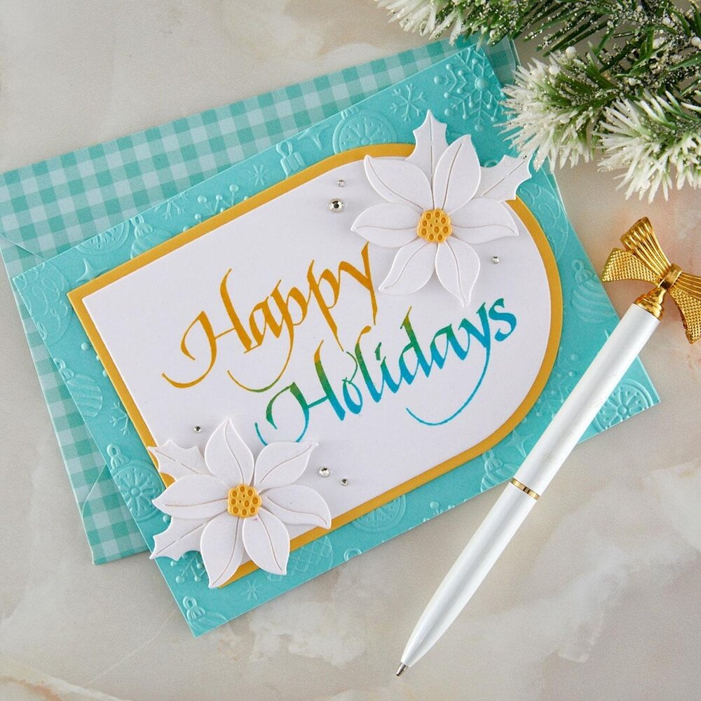 Spellbinders Upright Italic Holiday Sentiments Happy Holidays Press & Foil Plate (BP-372)