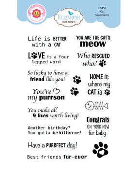 Elizabeth Craft Designs Meet the Cats A6 Clear Stamps Sentiments (CS459)