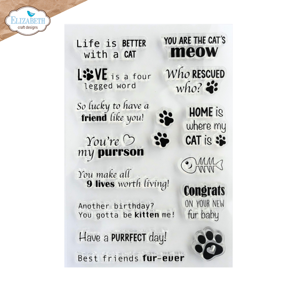 Elizabeth Craft Designs Meet the Cats A6 Clear Stamps Sentiments (CS459)