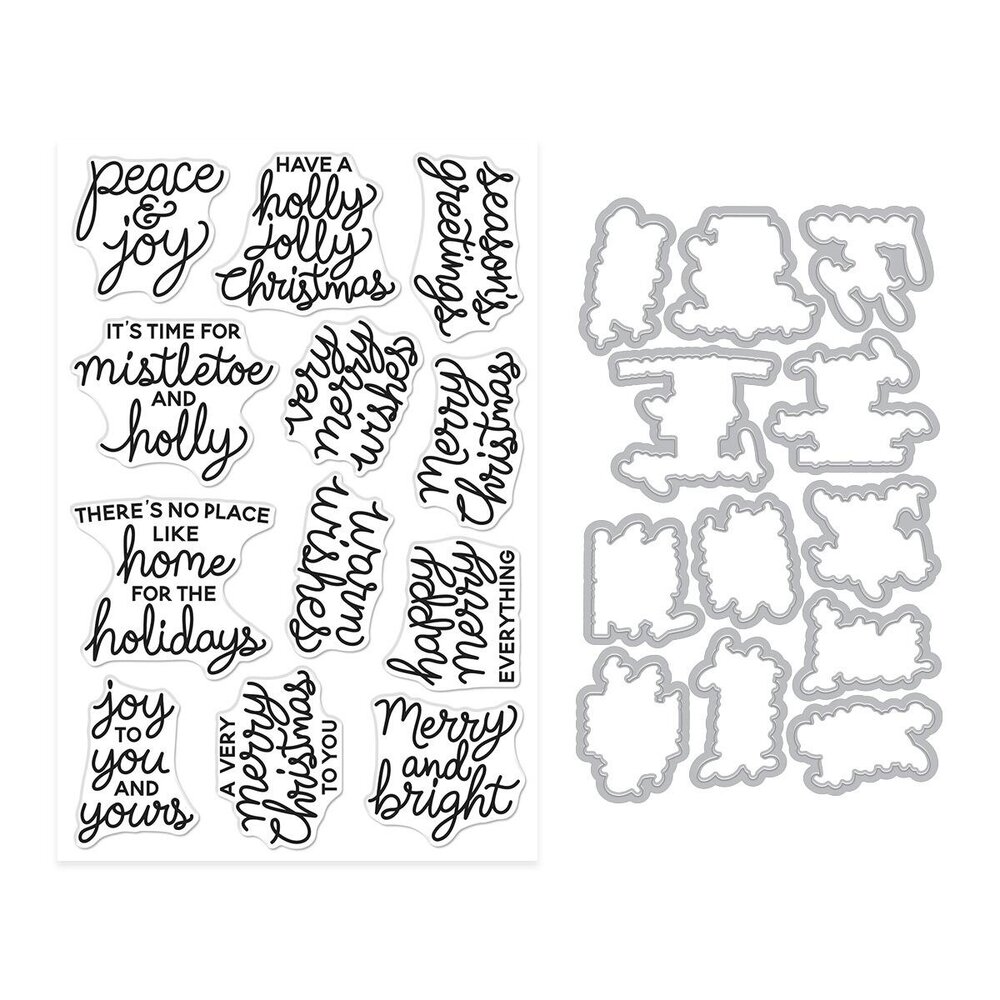 Hero Arts Home for the Holidays Stamps & Dies Very Merry Wishes (DC362)