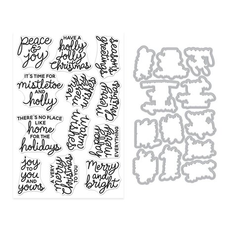 Hero Arts Home for the Holidays Stamps & Dies Very Merry Wishes (DC362)