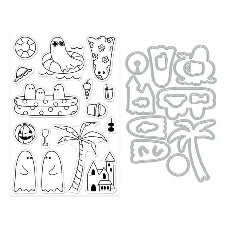 Hero Arts PRE-ORDER Summerween Stamps & Dies Beach Boos (DC360) Hero Arts PRE-ORDER Summerween Stamps & Dies Beach Boos (DC360)
