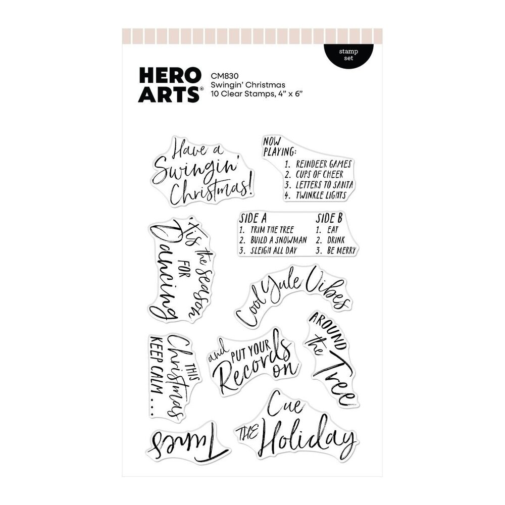 Hero Arts Vintage Vinyl Stamp Set Swingin' Christmas (CM830) Hero Arts Vintage Vinyl Stamp Set Swingin' Christmas (CM830)