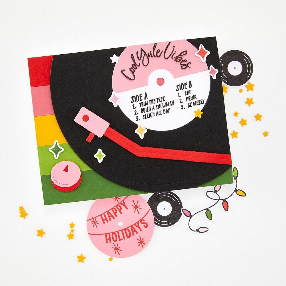 Hero Arts Vintage Vinyl Stamp Set Swingin' Christmas (CM830) Hero Arts Vintage Vinyl Stamp Set Swingin' Christmas (CM830)