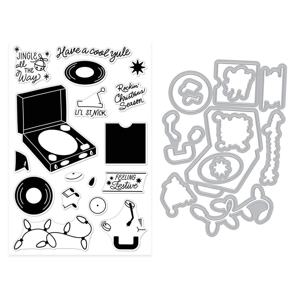 Hero Arts Vintage Vinyl Stamps & Dies Feeling Festive (DC335) Hero Arts Vintage Vinyl Stamps & Dies Feeling Festive (DC335)