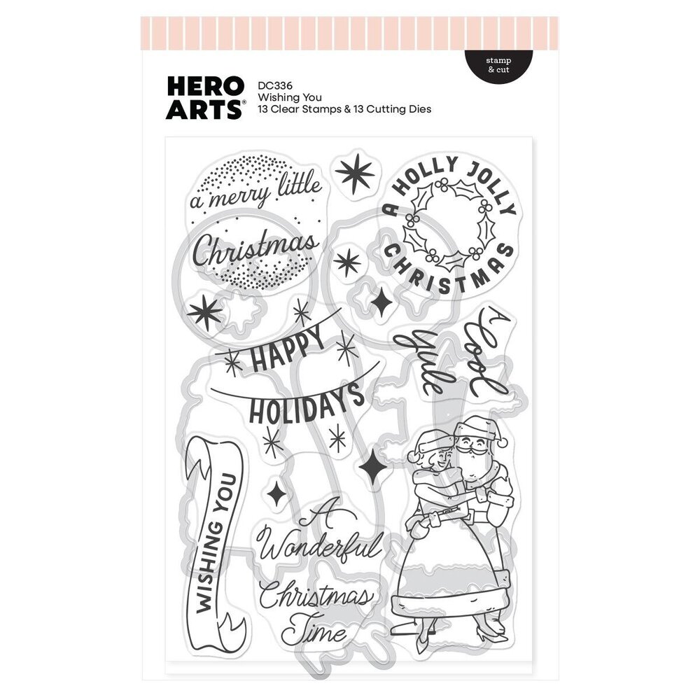 Hero Arts Vintage Vinyl Stamps & Dies Wishing You (DC336) Hero Arts Vintage Vinyl Stamps & Dies Wishing You (DC336)