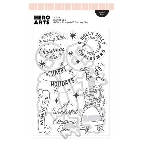 Hero Arts Vintage Vinyl Stamps & Dies Wishing You (DC336) Hero Arts Vintage Vinyl Stamps & Dies Wishing You (DC336)