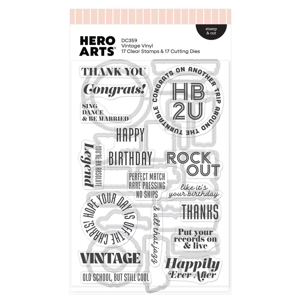 Hero Arts Vintage Vinyl Stamps & Dies Vintage Vinyl (DC359) Hero Arts Vintage Vinyl Stamps & Dies Vintage Vinyl (DC359)