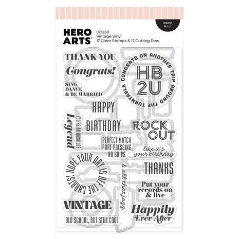 Hero Arts Vintage Vinyl Stamps & Dies Vintage Vinyl (DC359) Hero Arts Vintage Vinyl Stamps & Dies Vintage Vinyl (DC359)