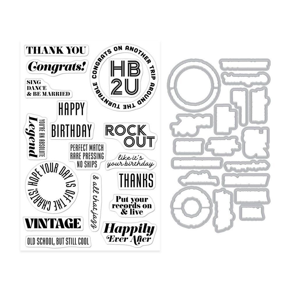 Hero Arts Vintage Vinyl Stamps & Dies Vintage Vinyl (DC359) Hero Arts Vintage Vinyl Stamps & Dies Vintage Vinyl (DC359)
