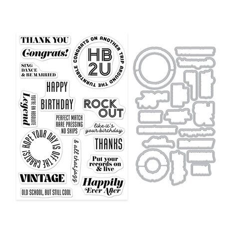 Hero Arts Vintage Vinyl Stamps & Dies Vintage Vinyl (DC359) Hero Arts Vintage Vinyl Stamps & Dies Vintage Vinyl (DC359)