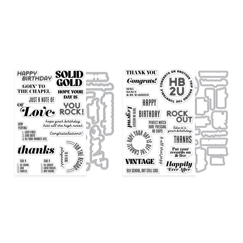 Hero Arts PRE-ORDER Vintage Vinyl Stamp & Die Bundle (WB1205) Hero Arts PRE-ORDER Vintage Vinyl Stamp & Die Bundle (WB1205)