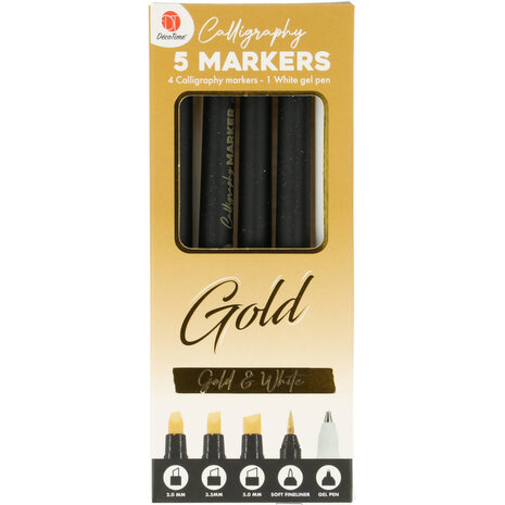 DécoTime 5 Calligraphy Markers Gold (3206634)