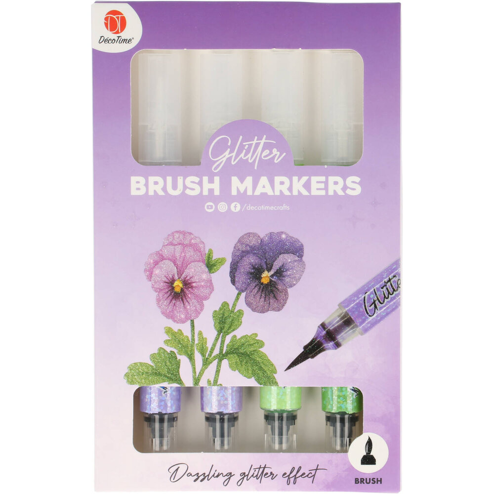 DécoTime 4 Glitter Brush Markers Lilac Purple (3204301)
