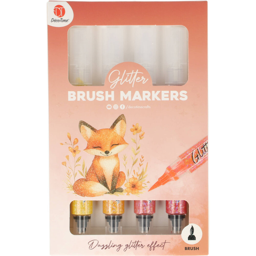 DécoTime 4 Glitter Brush Markers Honey Orange (3204301)